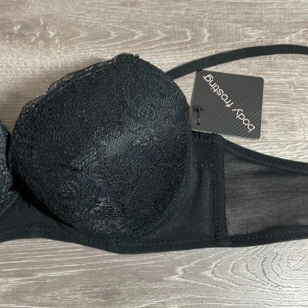 NWT Body Frosting Black Lace Push Up Bra 36B